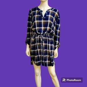 BOBBIE BROOKS Flannel Plaid Tie-Waist Emo Grunge Shirt Dress